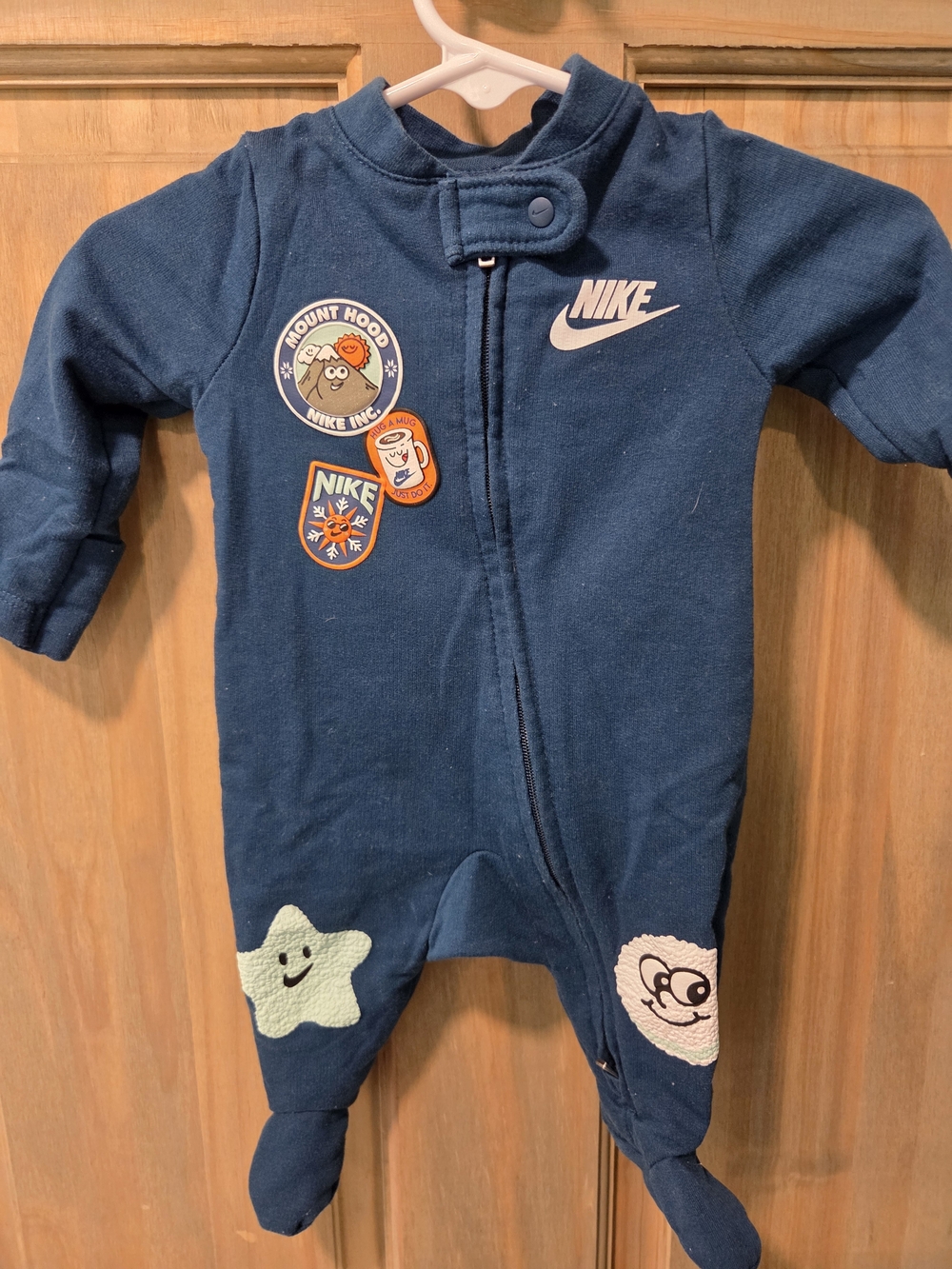 Nike Navy Blue Infant Footed One-Piece with Patch Accents